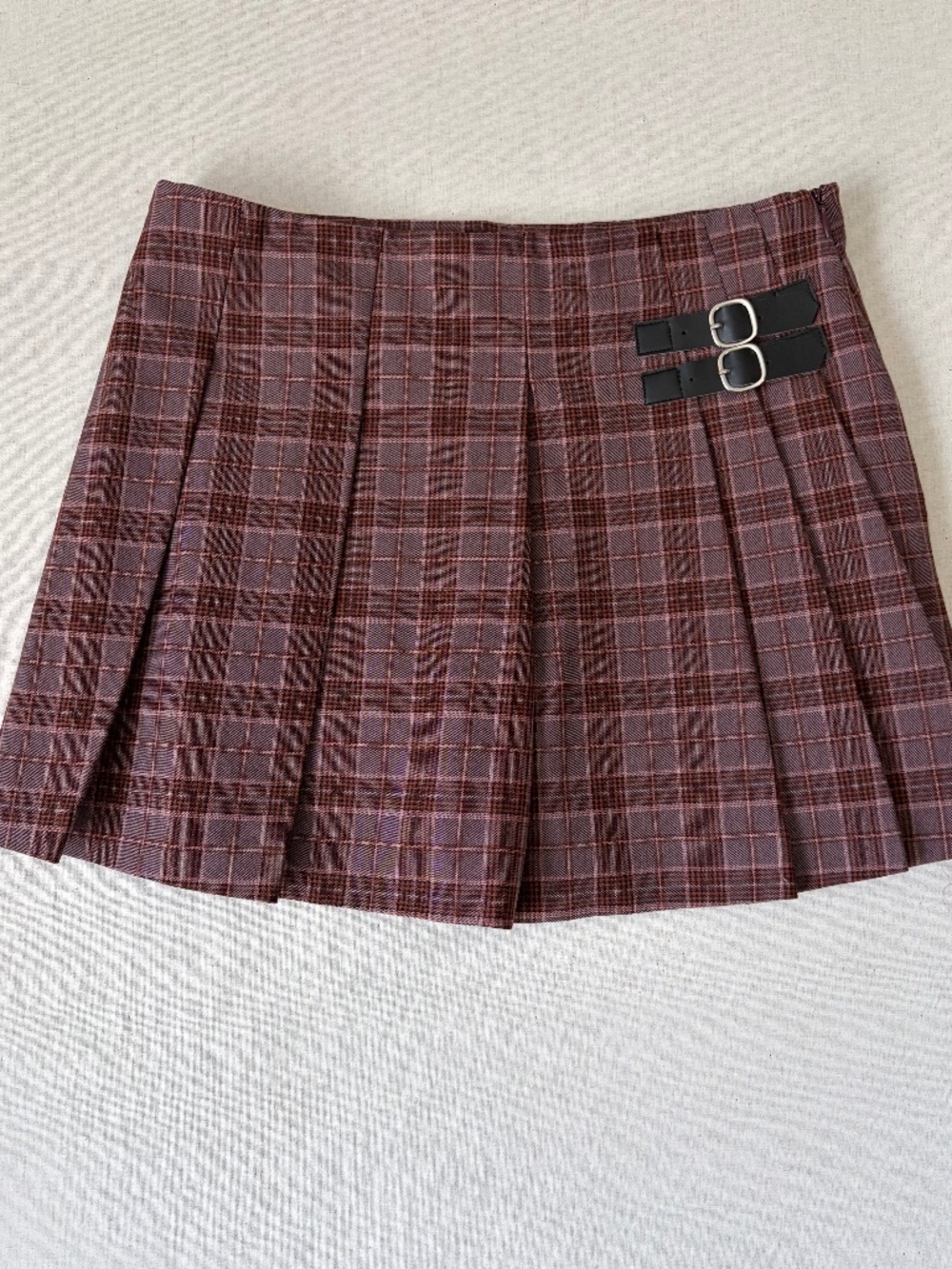 Zara Kids Girls Plaid Pleated Schoolgirl Skort with Buckle Size 13-14